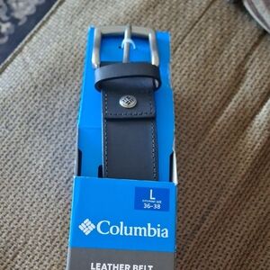Columbia Men's Black Leather Belt with Silver Buckle